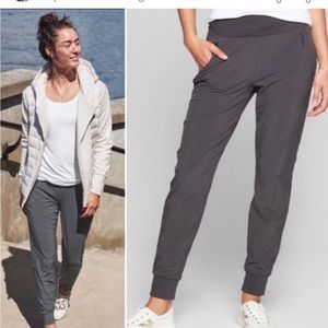 Athleta Joggers gray soho lined High Rise Elastic Waist Tapered Athleisure 0